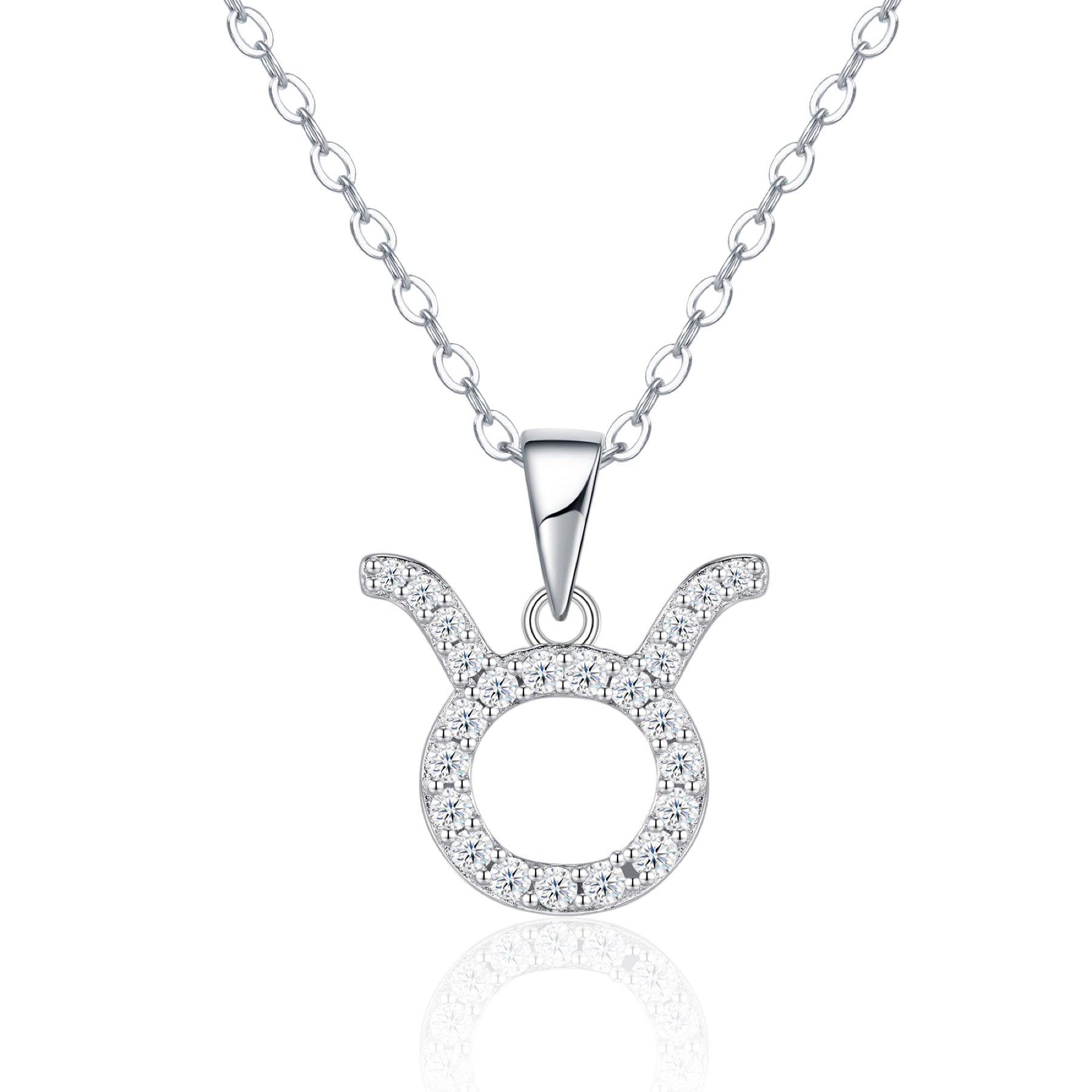 Taurus Moissanite Zodiac Pendant Necklace in Sterling Silver