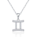 Gemini Moissanite Zodiac Pendant Necklace in Sterling Silver