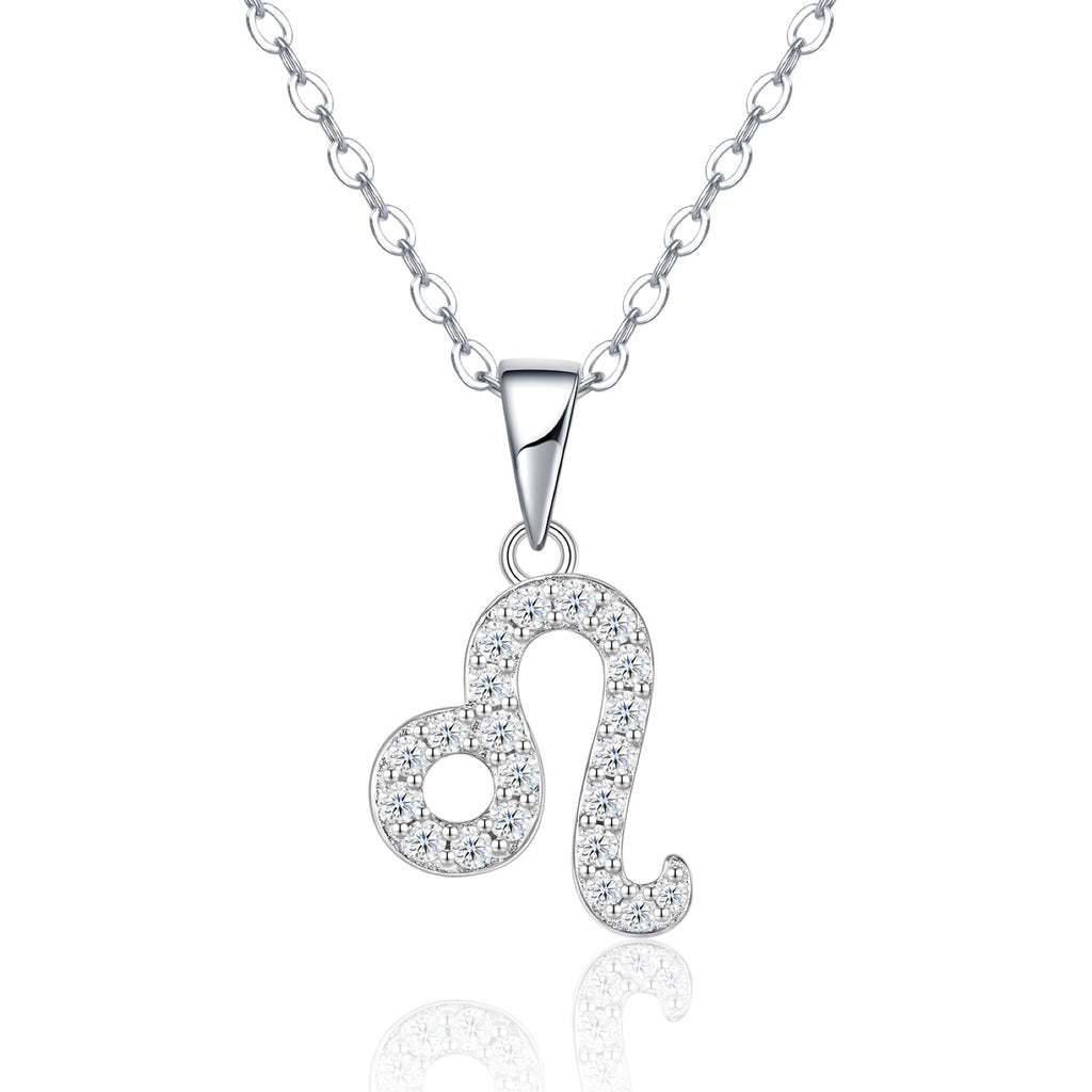 Leo Moissanite Zodiac Pendant Necklace in Sterling Silver