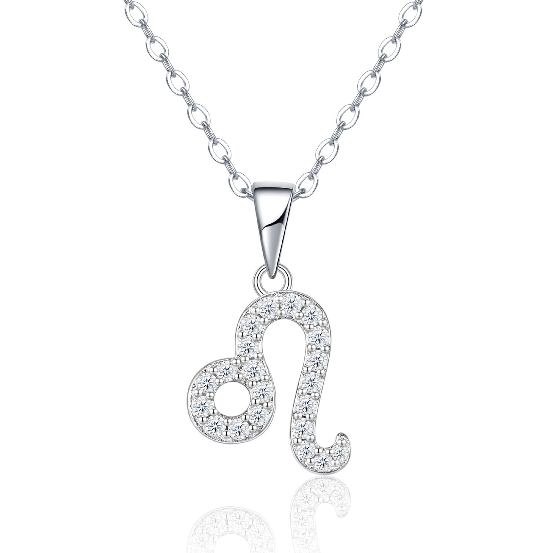 Leo Moissanite Zodiac Pendant Necklace in Sterling Silver