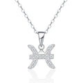 Pisces Moissanite Zodiac Pendant Necklace in Sterling Silver