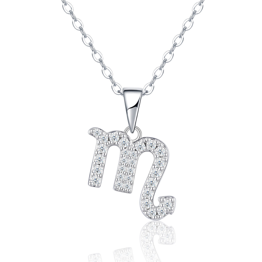 Scorpio Moissanite Zodiac Pendant Necklace in Sterling Silver