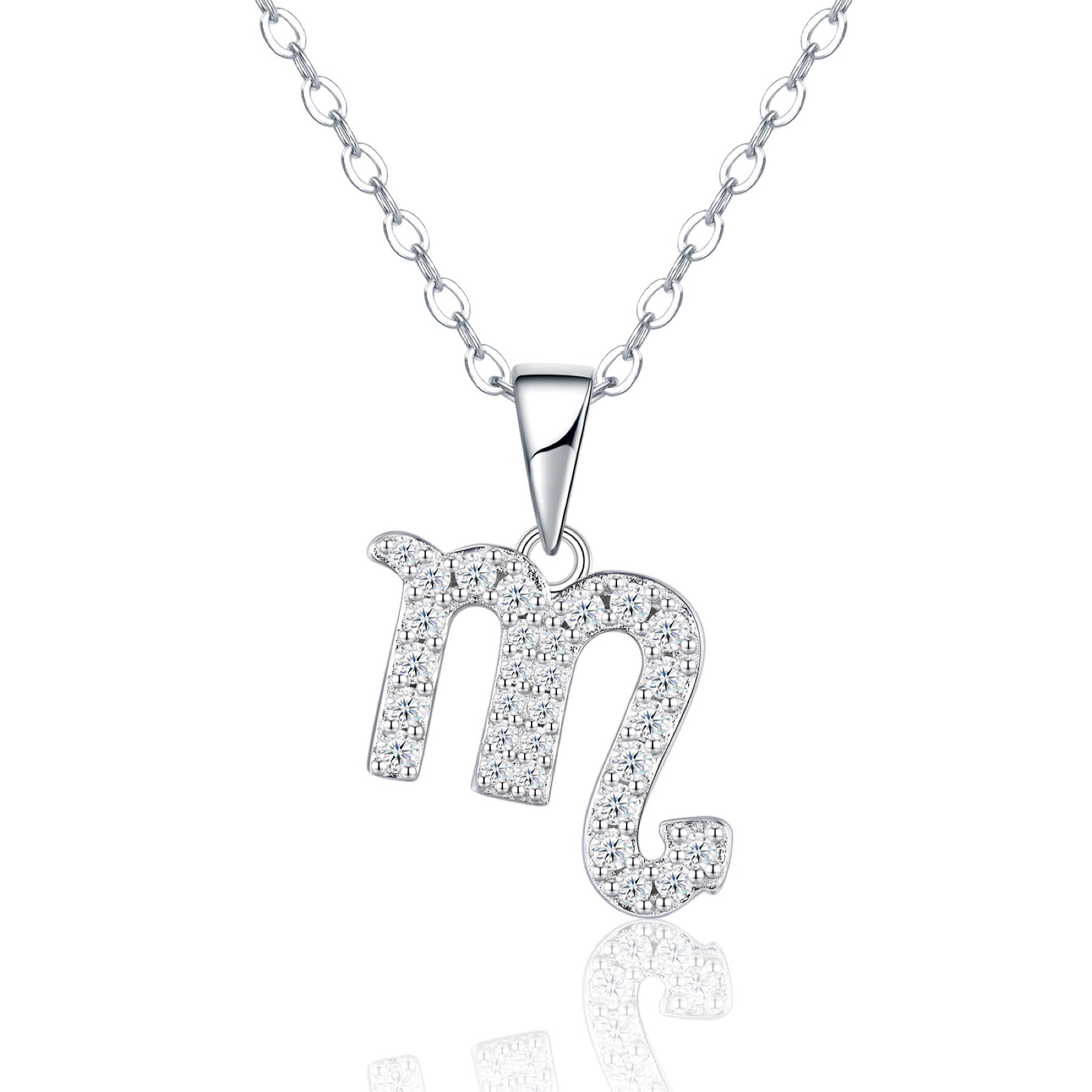 Scorpio Moissanite Zodiac Pendant Necklace in Sterling Silver