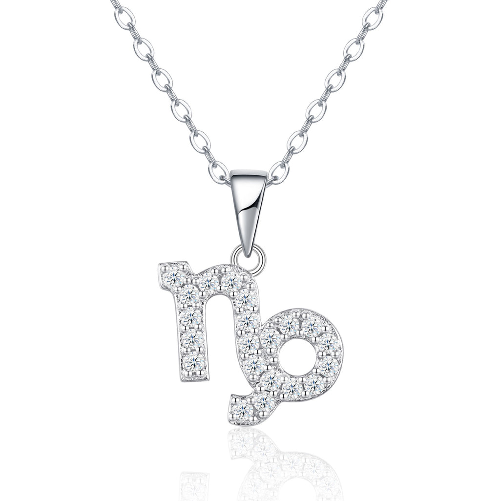 Capricorn Moissanite Zodiac Pendant Necklace in Sterling Silver