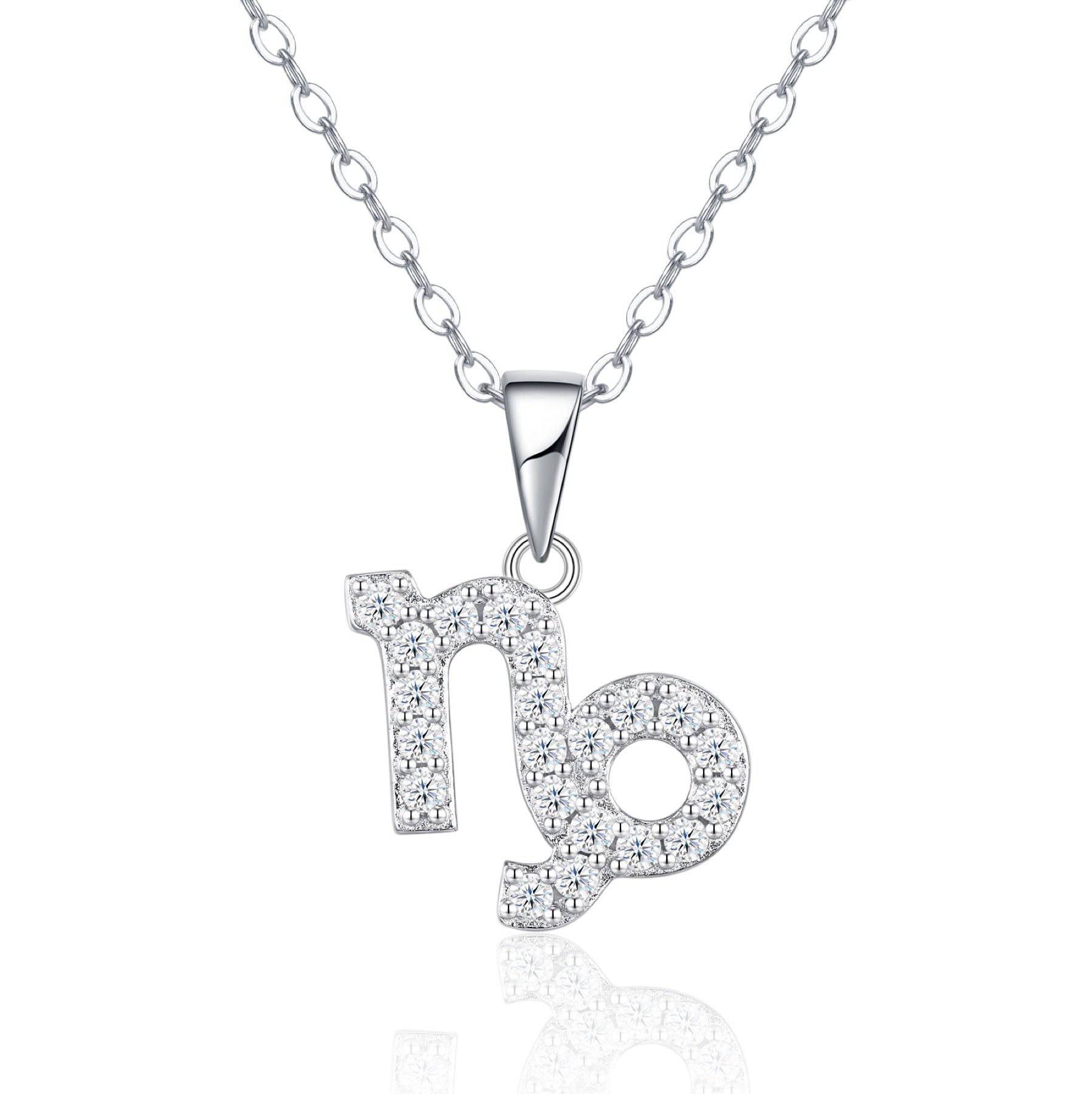 Capricorn Moissanite Zodiac Pendant Necklace in Sterling Silver