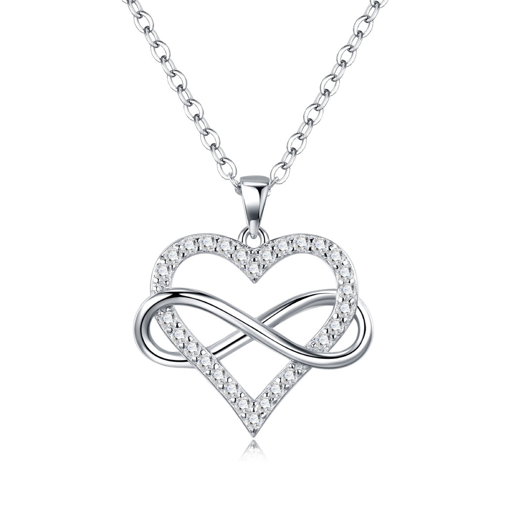 Infinity Moissanite Infinity Heart Necklace in Sterling Silver