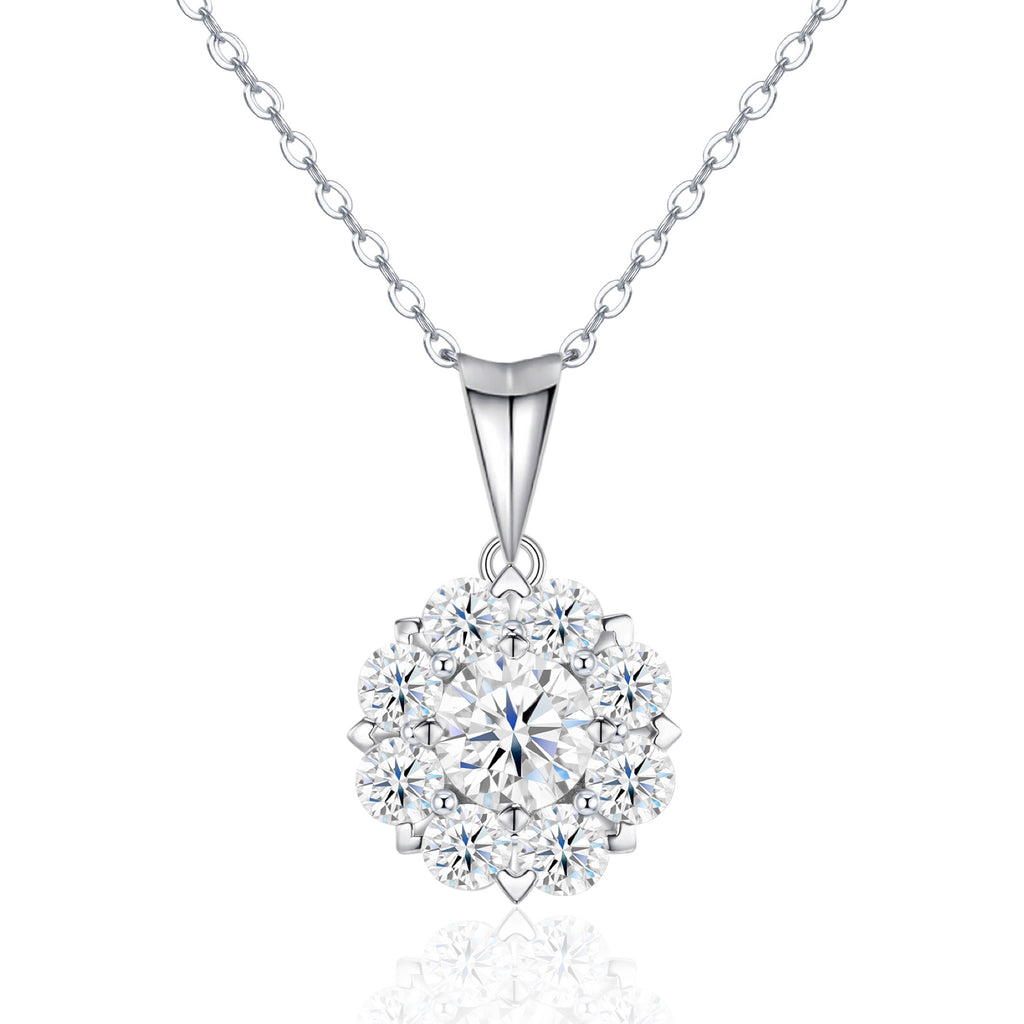 Fleur 1 Carat Moissanite Flower Pendant Necklace in Sterling Silver