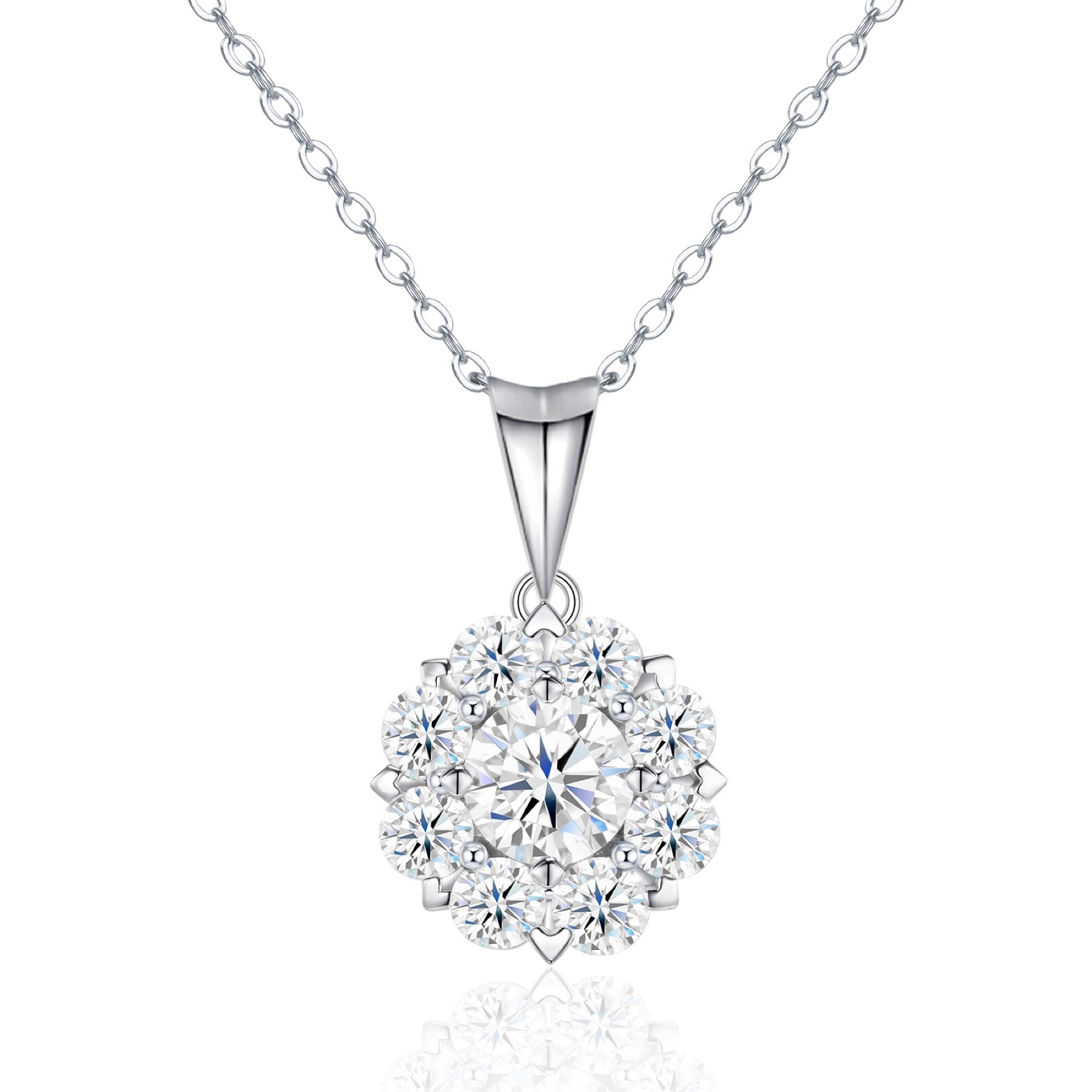 Fleur 1 Carat Moissanite Flower Pendant Necklace in Sterling Silver