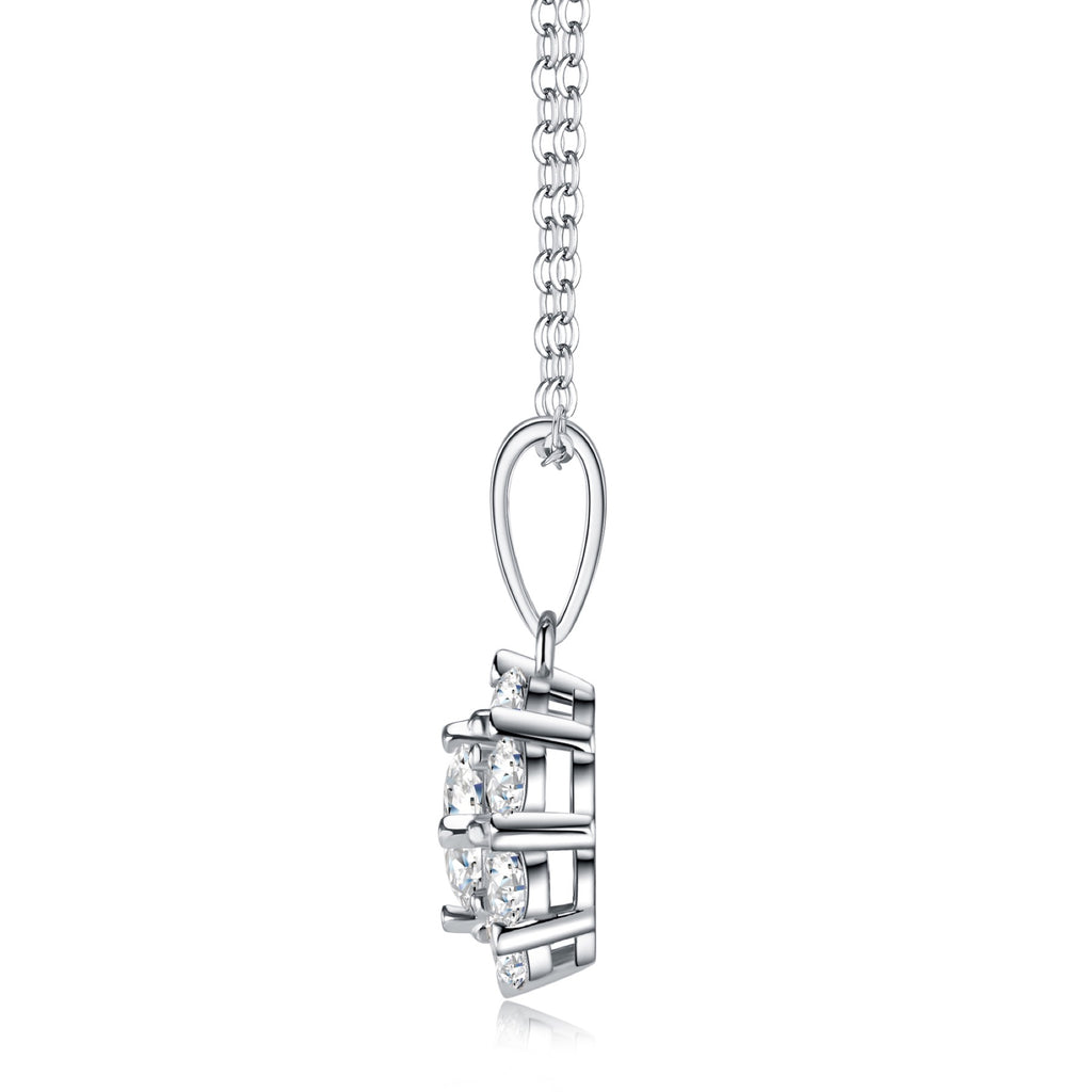 Fleur 1 Carat Moissanite Flower Pendant Necklace in Sterling Silver
