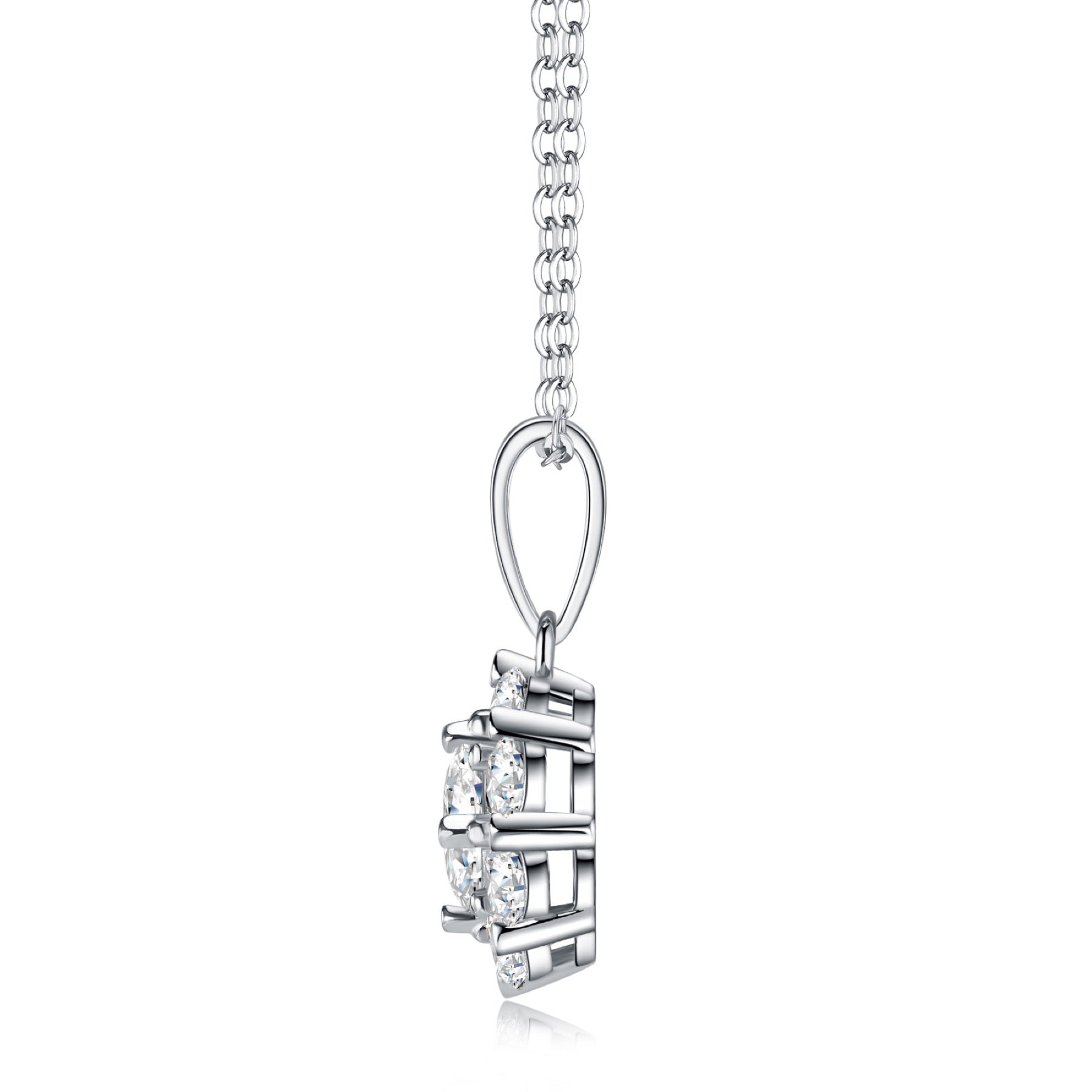Fleur 1 Carat Moissanite Flower Pendant Necklace in Sterling Silver