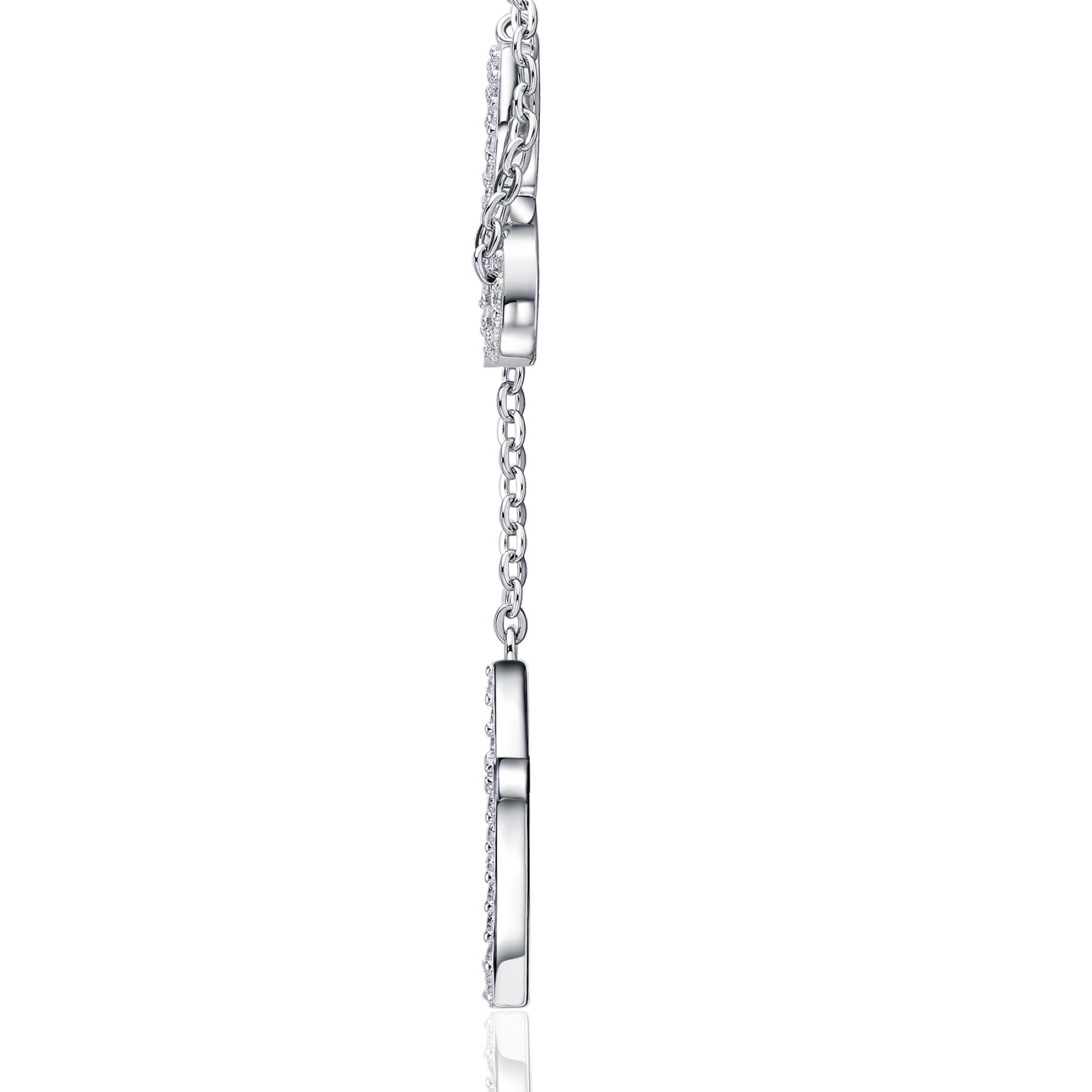 Eternal Moissanite Infinity Cross Lariat Necklace in Sterling Silver