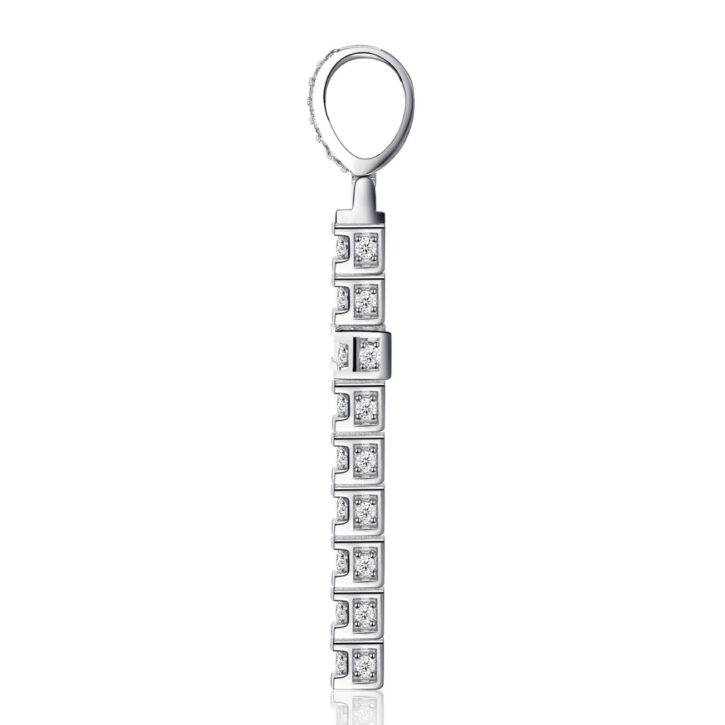 Testament Moissanite Cross Necklace in Sterling Silver