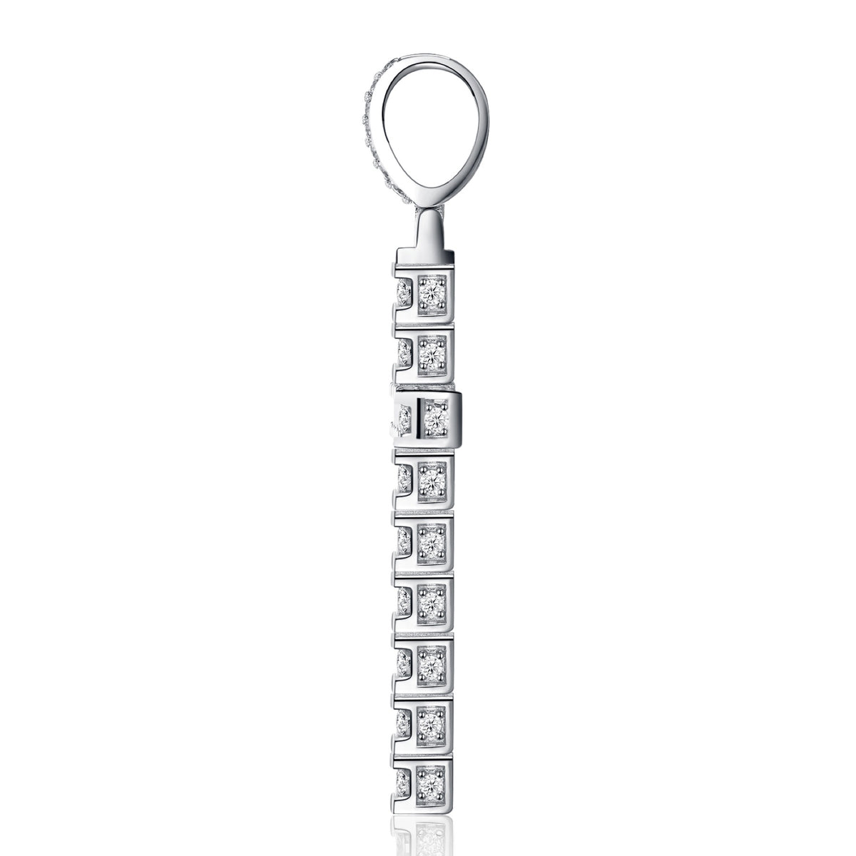 Testament Moissanite Cross Pendant in Sterling Silver