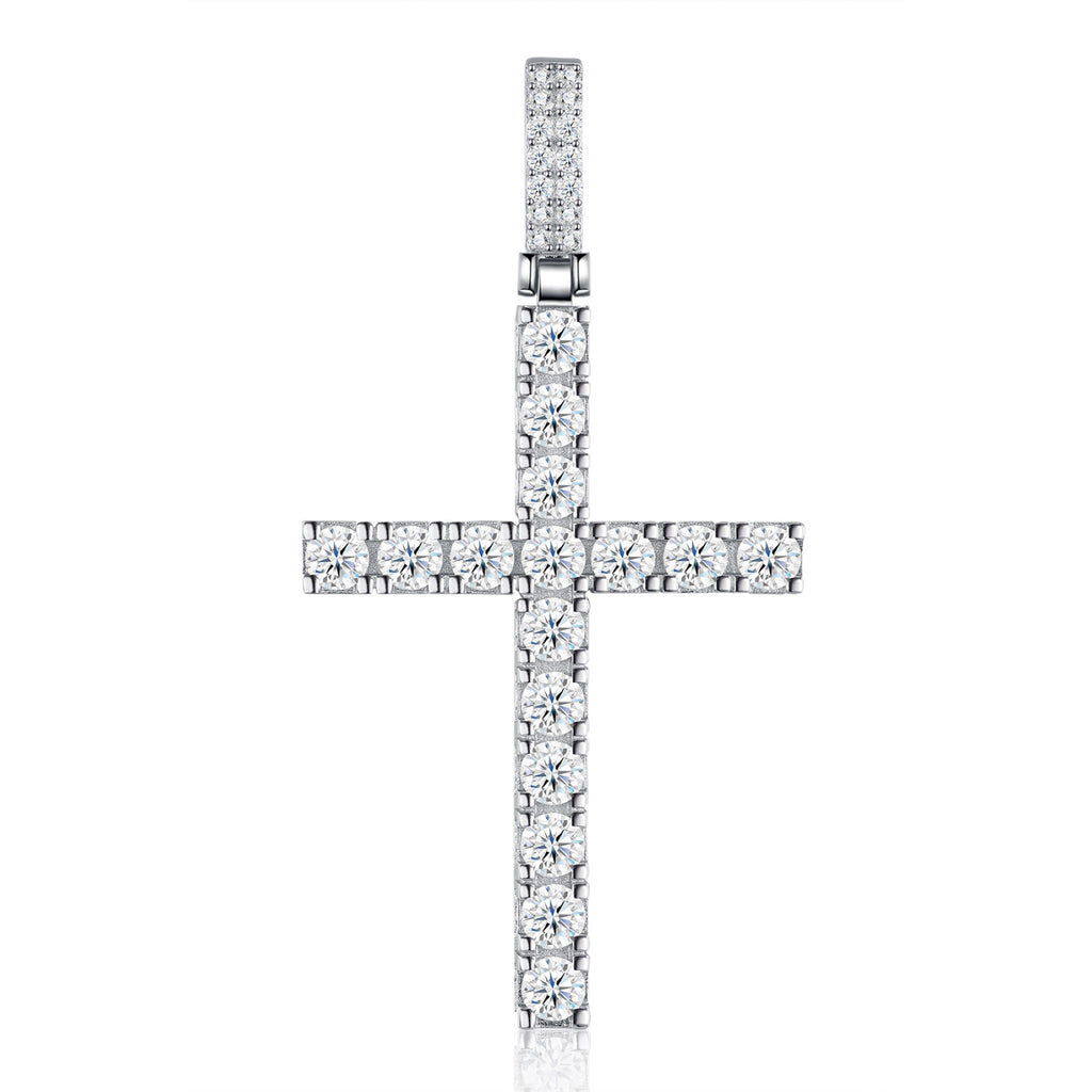 Testament Moissanite Cross Necklace in Sterling Silver