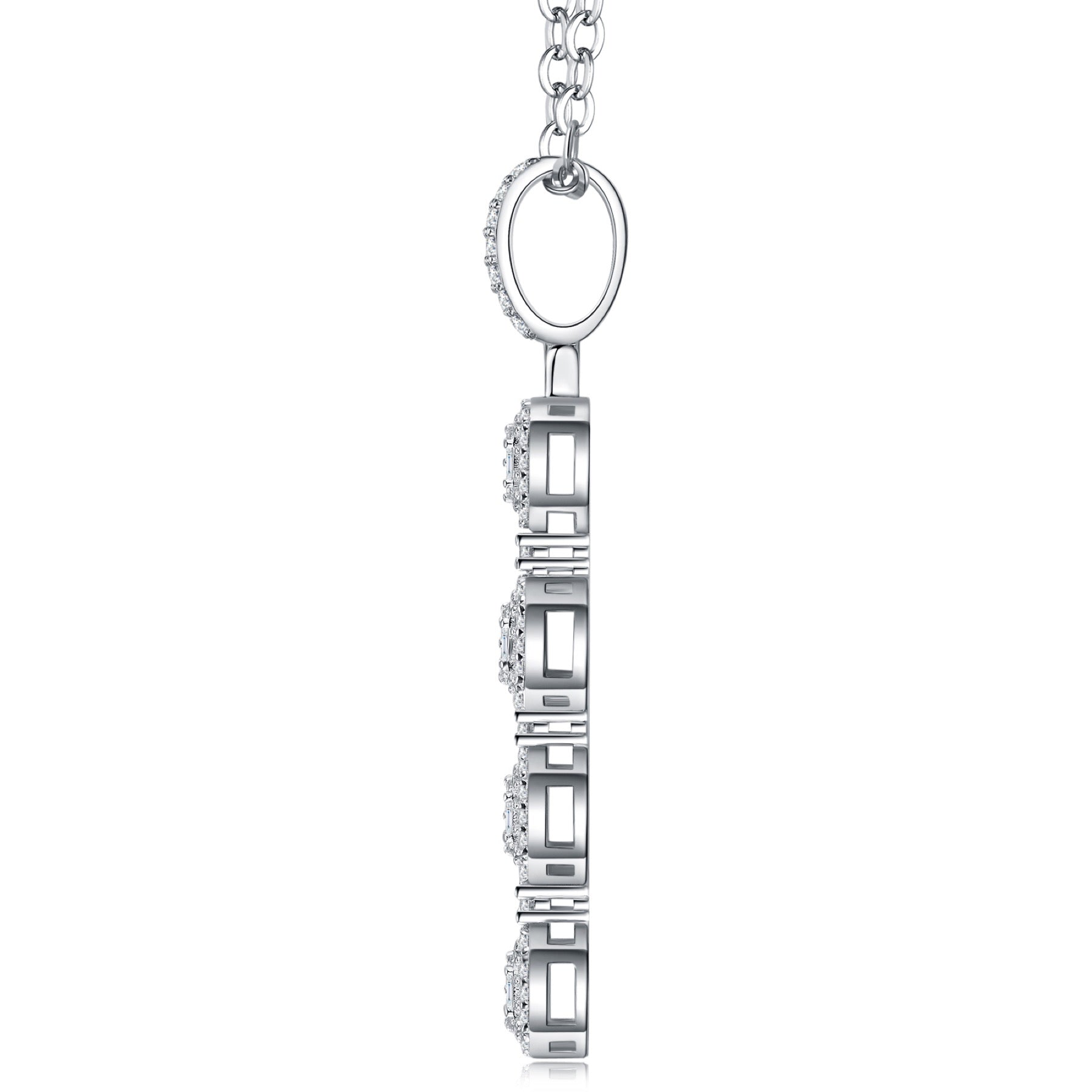 Dominion Moissanite Cross Necklace in Sterling Silver