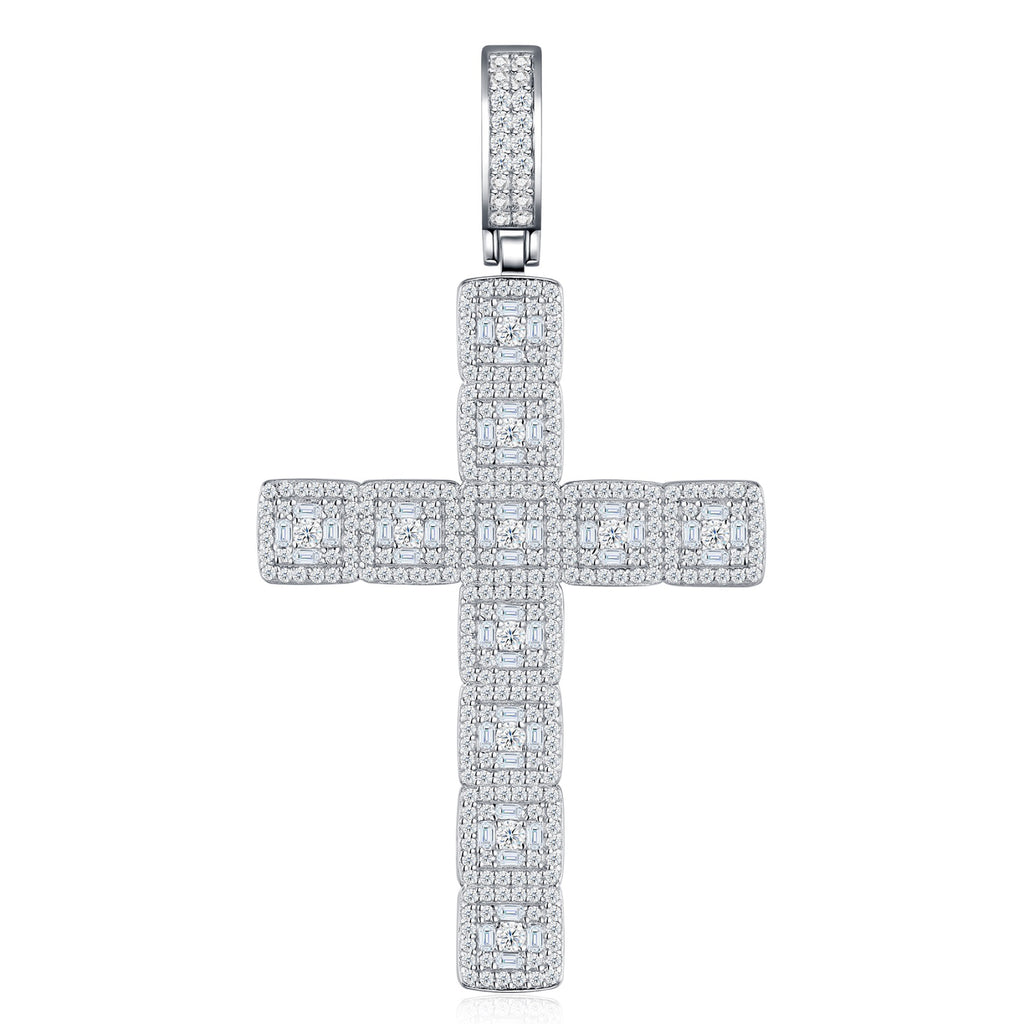 Ascension Moissanite Cross Necklace in Sterling Silver