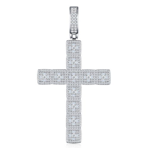 Ascension Moissanite Cross Necklace in Sterling Silver