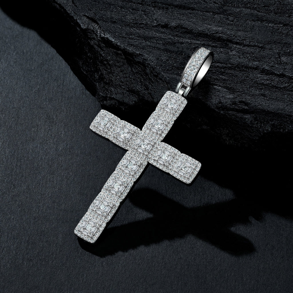 Ascension Moissanite Cross Necklace in Sterling Silver