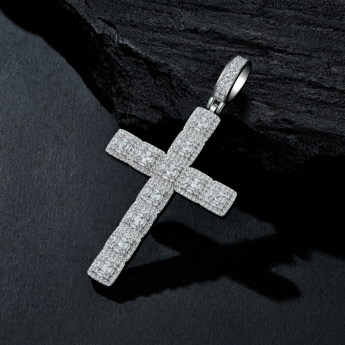 Ascension Moissanite Cross Pendant in Sterling Silver