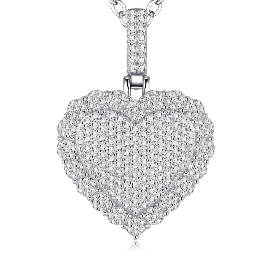 Adored Moissanite Heart Pendant Necklace in Sterling Silver