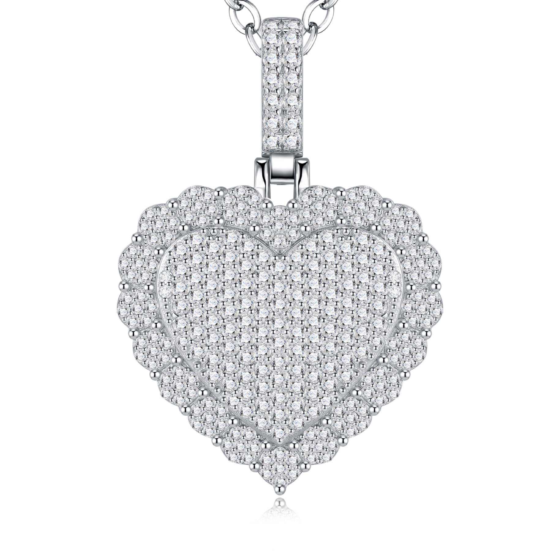 Adored Moissanite Heart Pendant Necklace in Sterling Silver