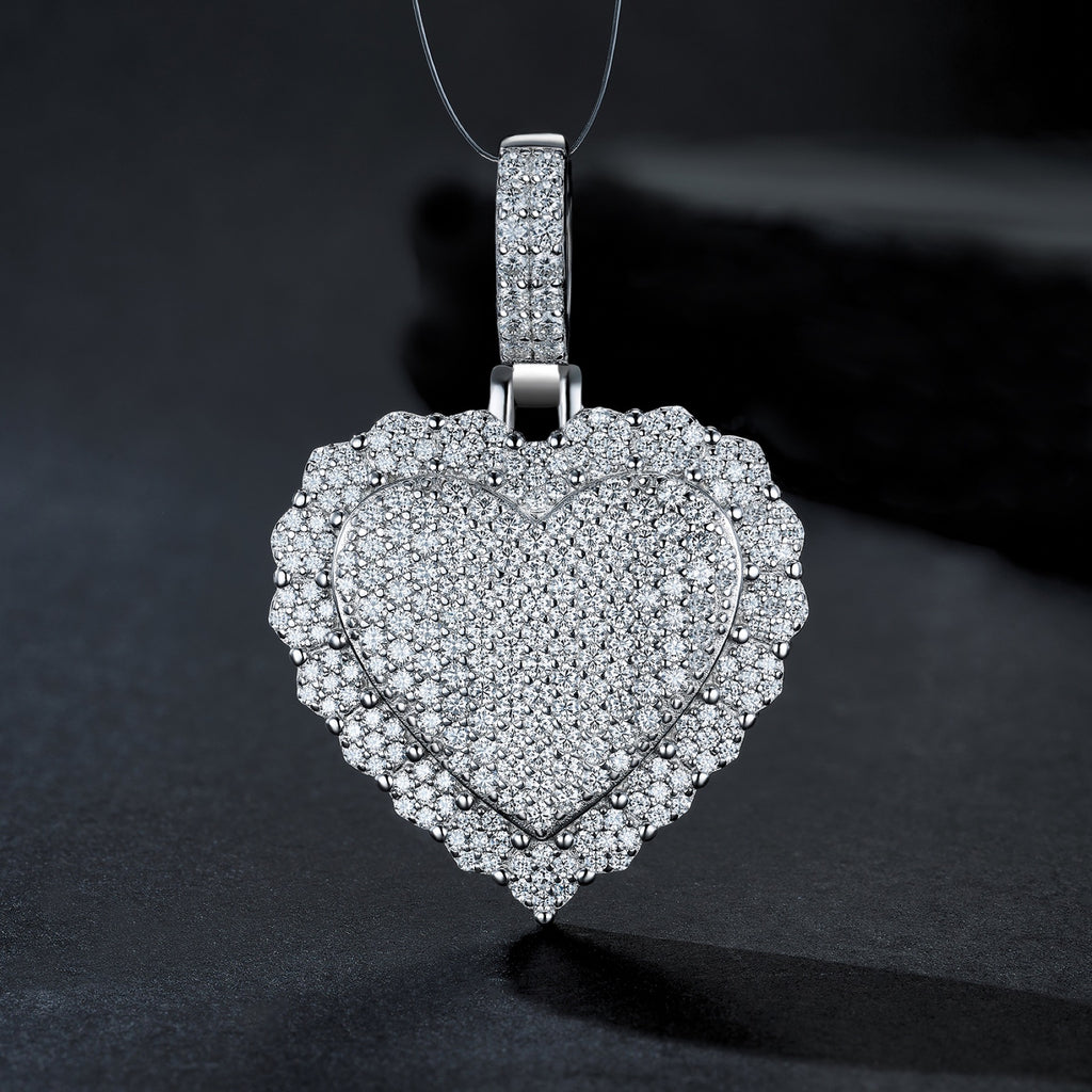 Adored Moissanite Heart Pendant Necklace in Sterling Silver