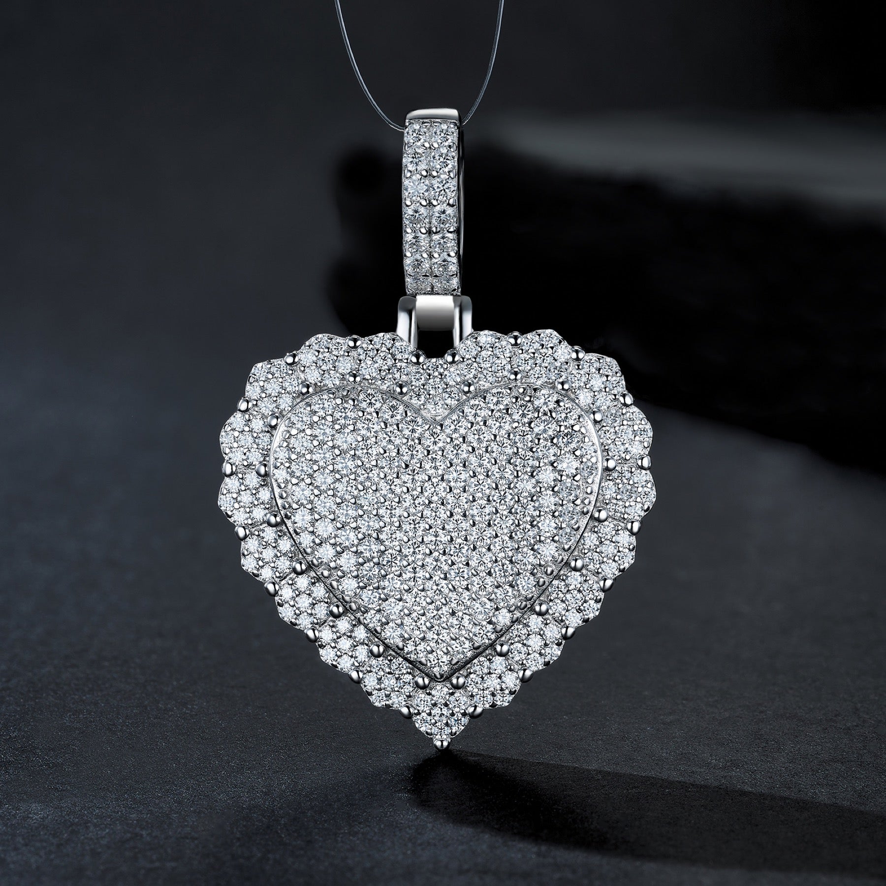 Adored Moissanite Heart Pendant Necklace in Sterling Silver