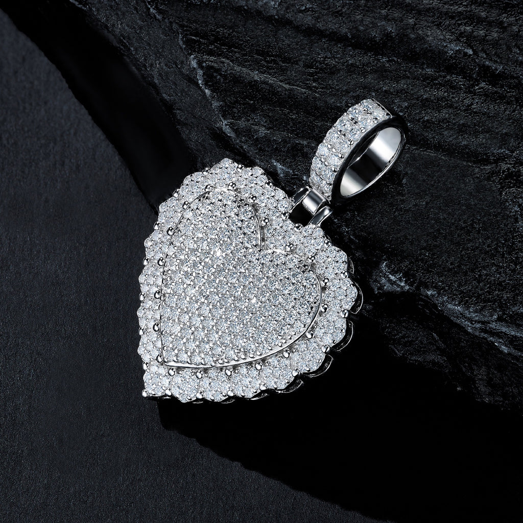 Adored Moissanite Heart Pendant Necklace in Sterling Silver