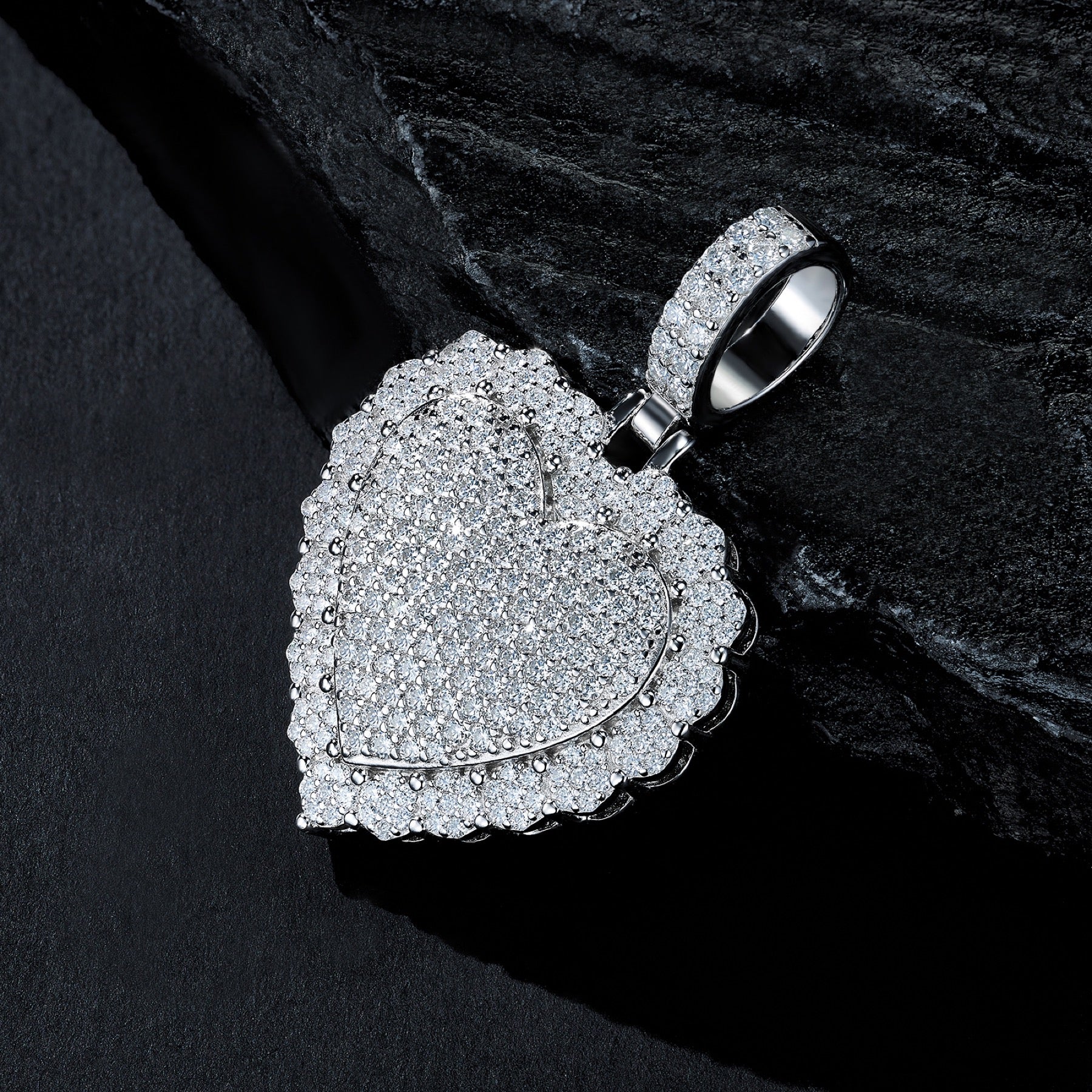 Adored Moissanite Heart Pendant Necklace in Sterling Silver
