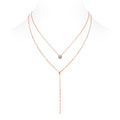 Blush 1 Carat Moissanite Layered Lariat Necklace in Rose Gold-Tone Sterling Silver