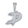 Initial D Moissanite Iced Bubble Pendant Necklace in Sterling Silver