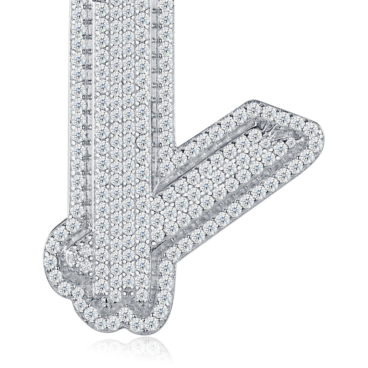 Initial Y Moissanite Iced Bubble Pendant in Sterling Silver — detail