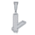 Initial Y Moissanite Iced Bubble Pendant Necklace in Sterling Silver