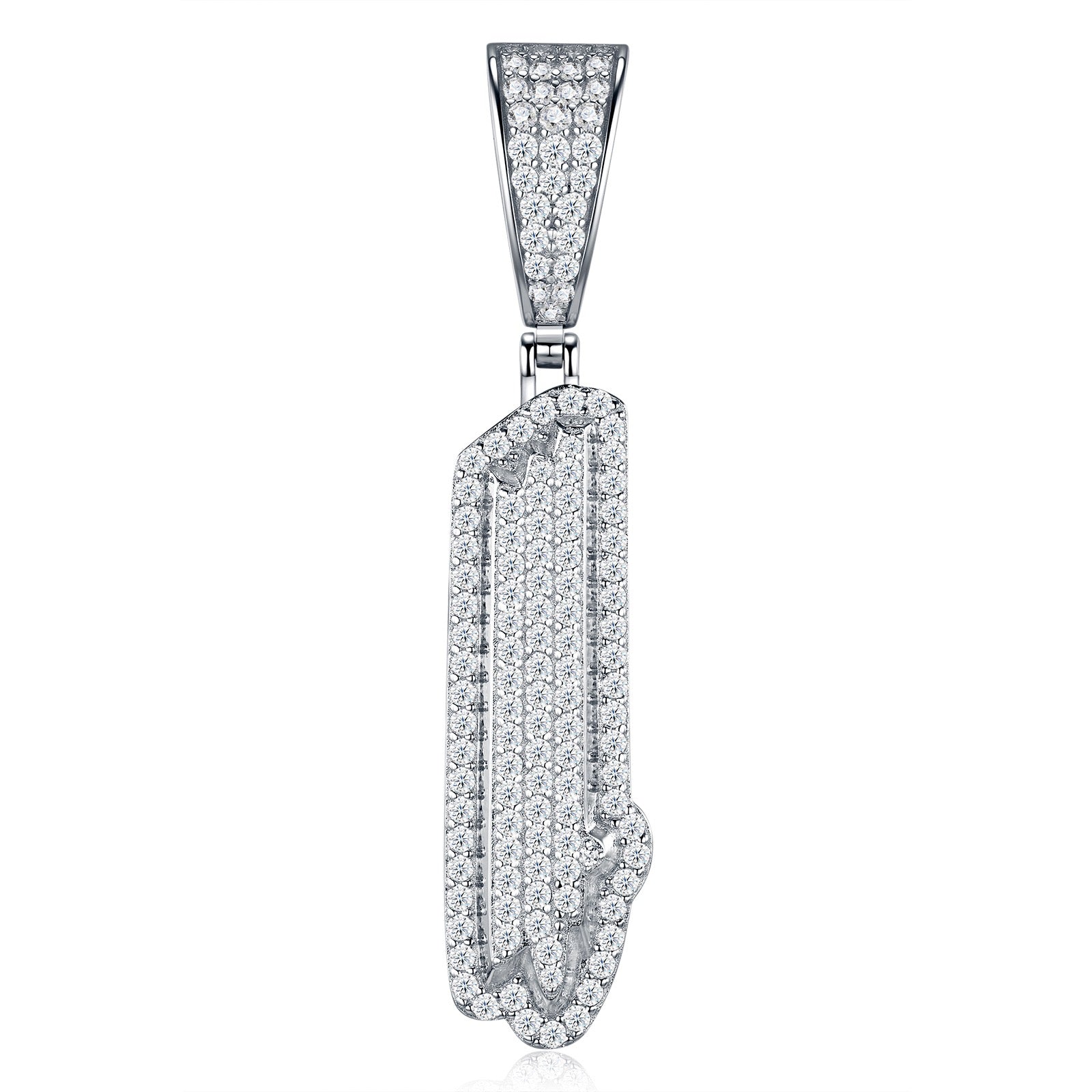 Initial I Moissanite Iced Bubble Pendant Necklace in Sterling Silver