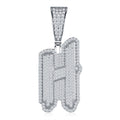 Initial H Moissanite Iced Bubble Pendant Necklace in Sterling Silver