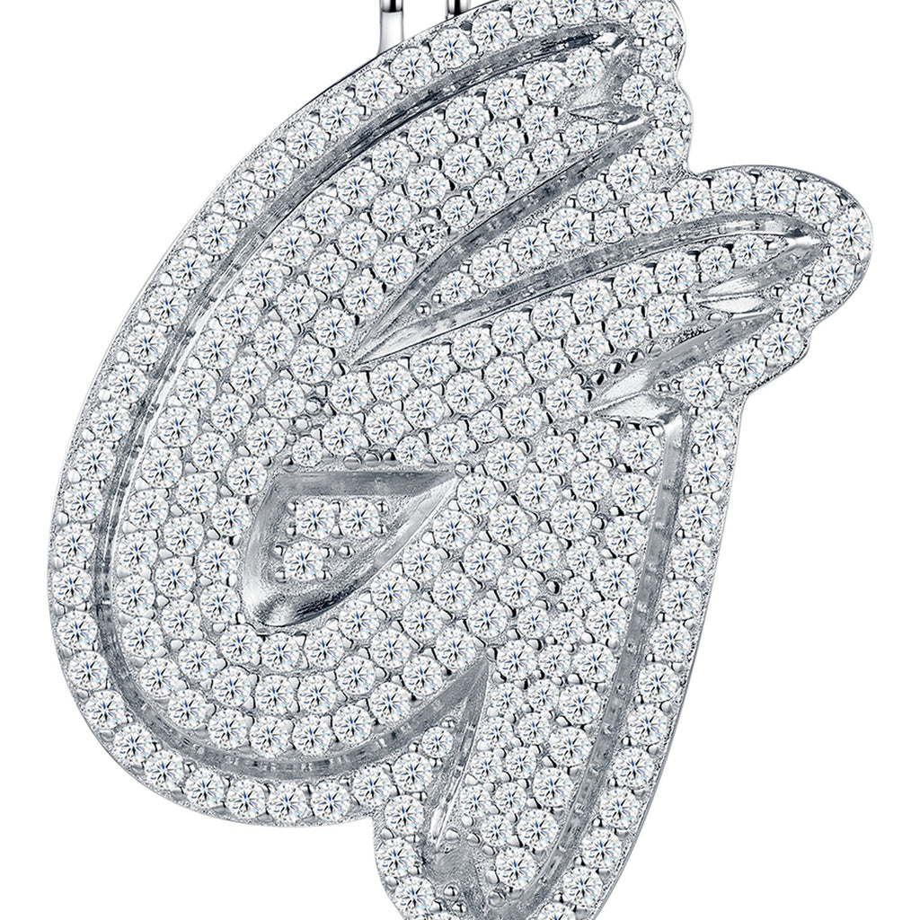 Initial G Moissanite Iced Bubble Pendant Necklace in Sterling Silver — detail
