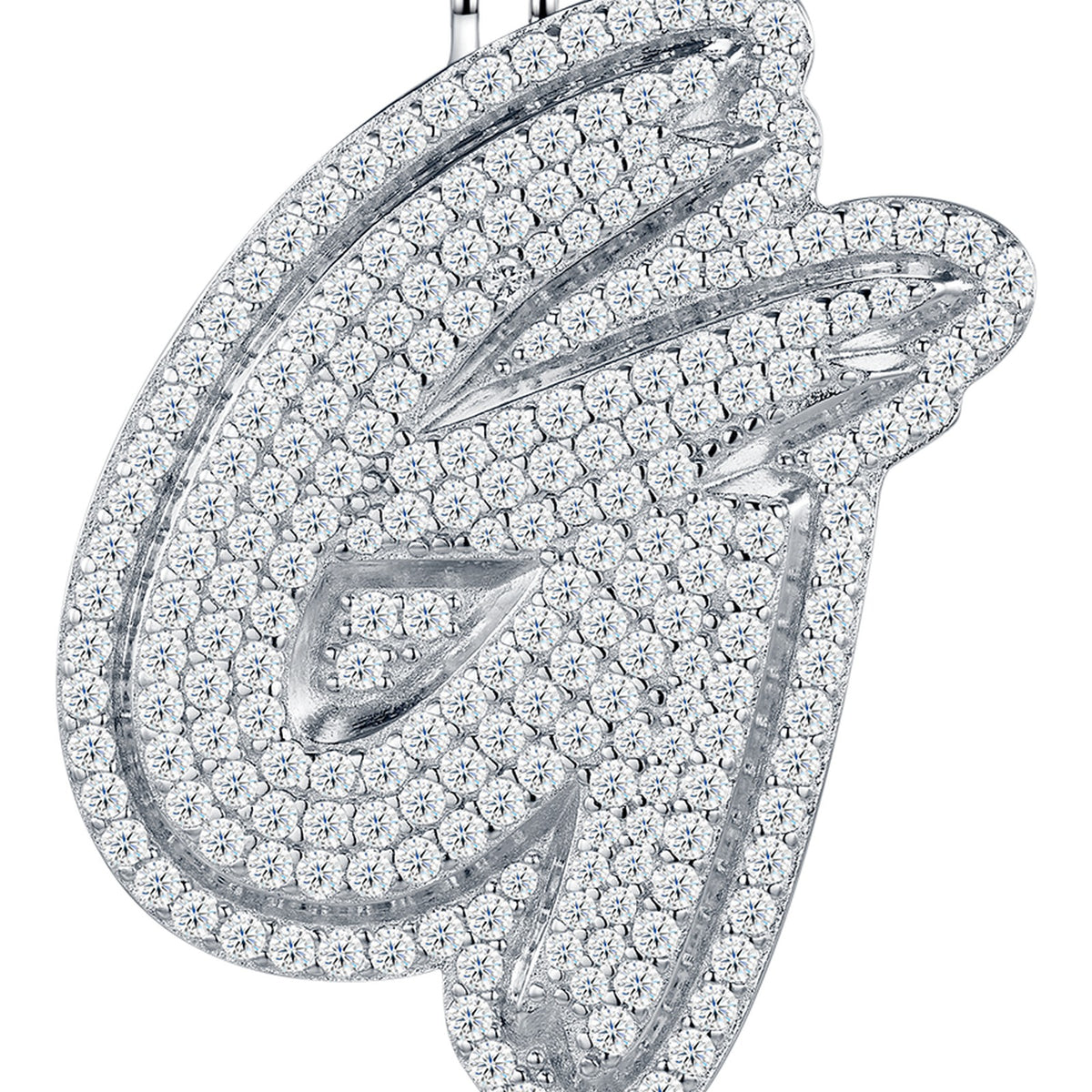 Initial G Moissanite Iced Bubble Pendant in Sterling Silver — detail