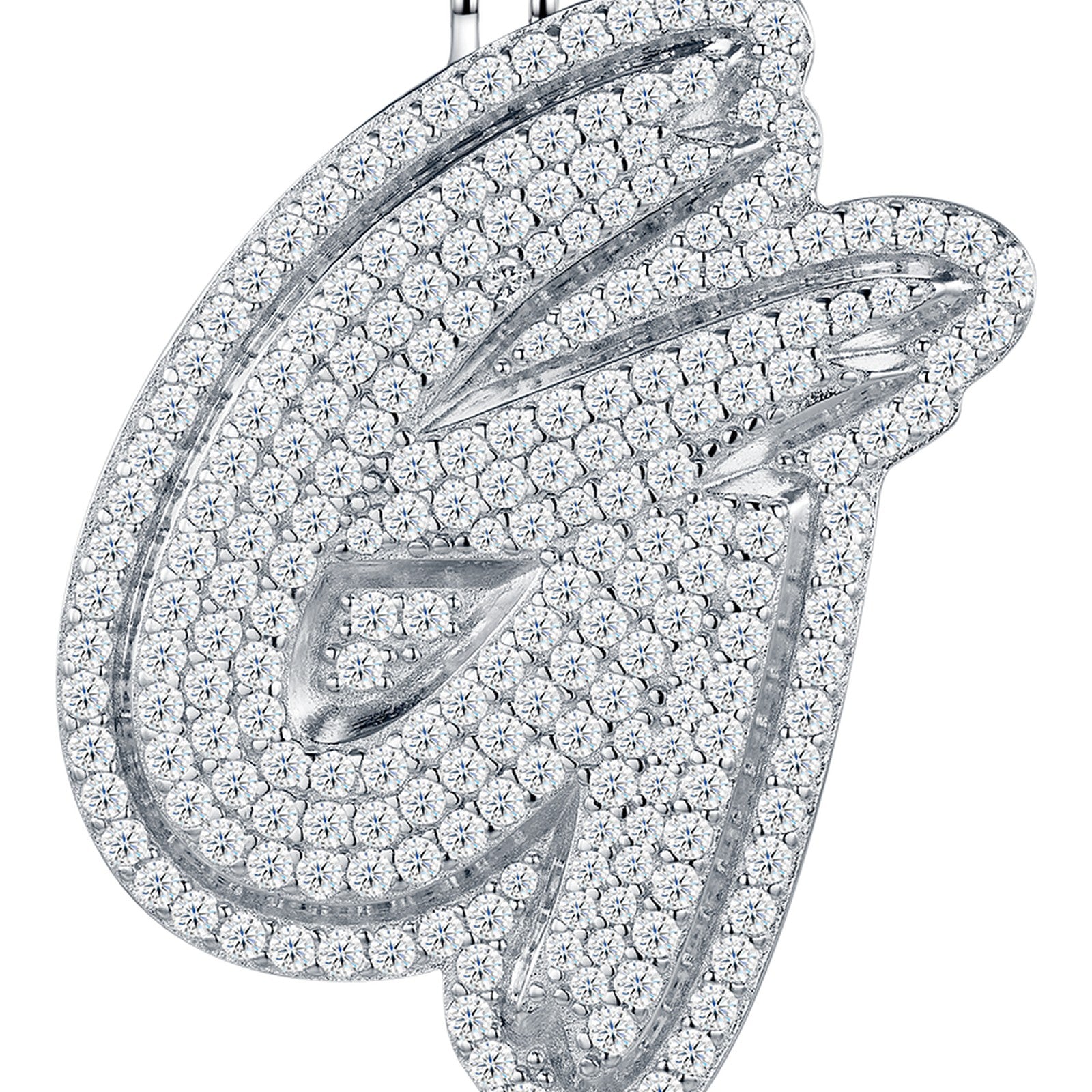 Initial G Moissanite Iced Bubble Pendant Necklace in Sterling Silver — detail