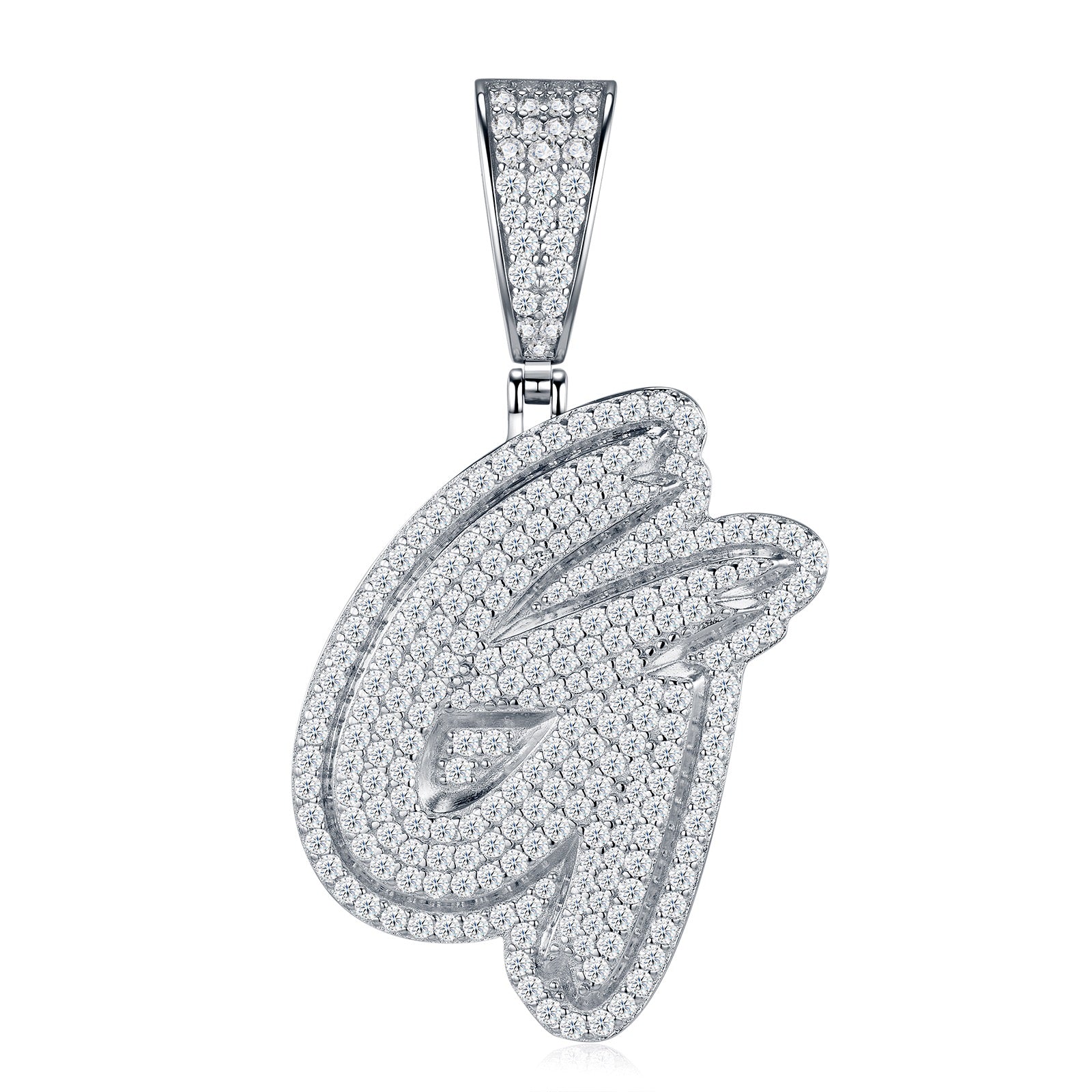 Initial G Moissanite Iced Bubble Pendant Necklace in Sterling Silver