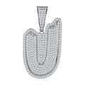 Initial U Moissanite Iced Bubble Pendant Necklace in Sterling Silver