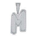 Initial M Moissanite Iced Bubble Pendant Necklace in Sterling Silver