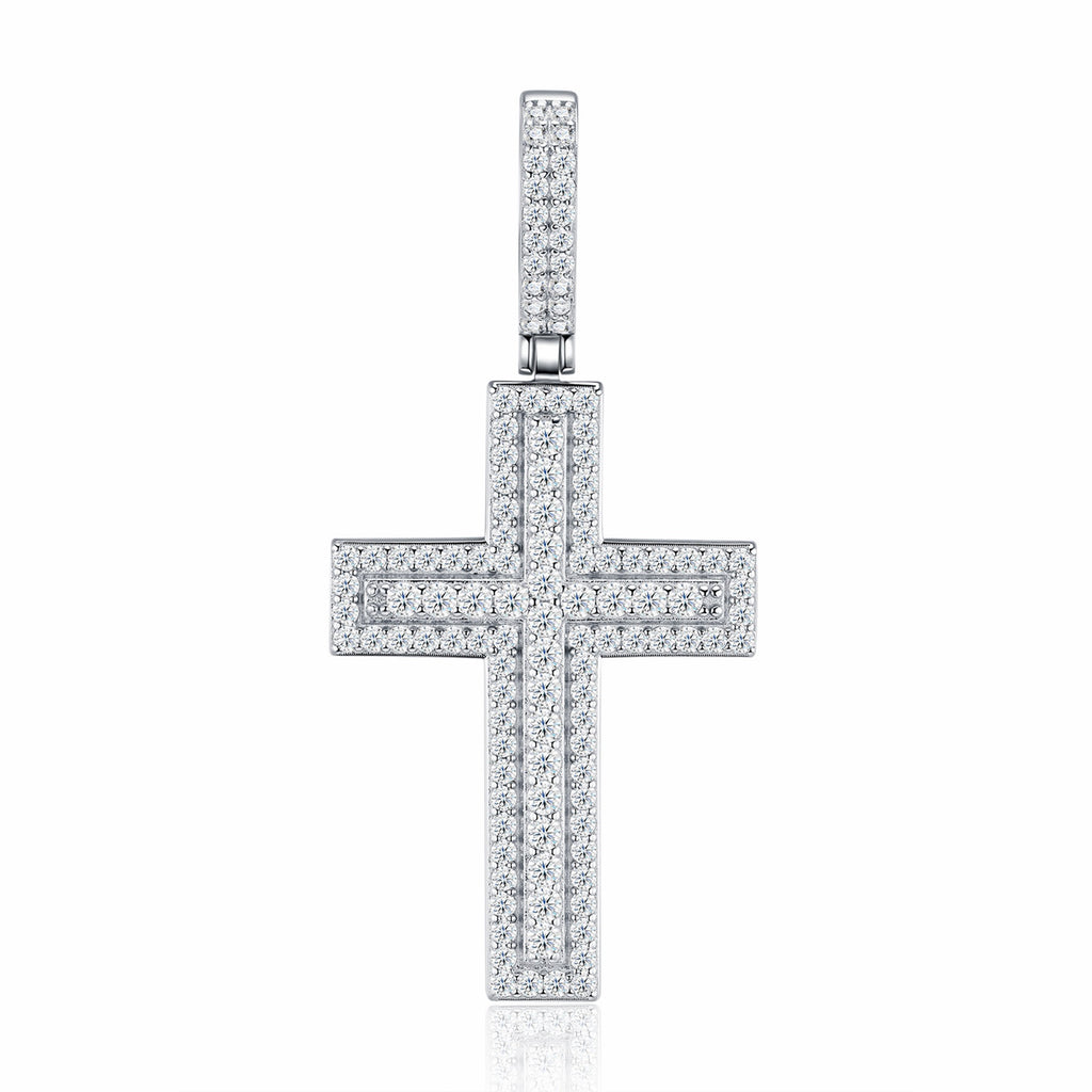 Emmanuel Moissanite Cross Necklace in Sterling Silver