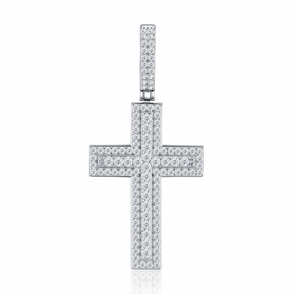 Emmanuel Moissanite Cross Pendant in Sterling Silver
