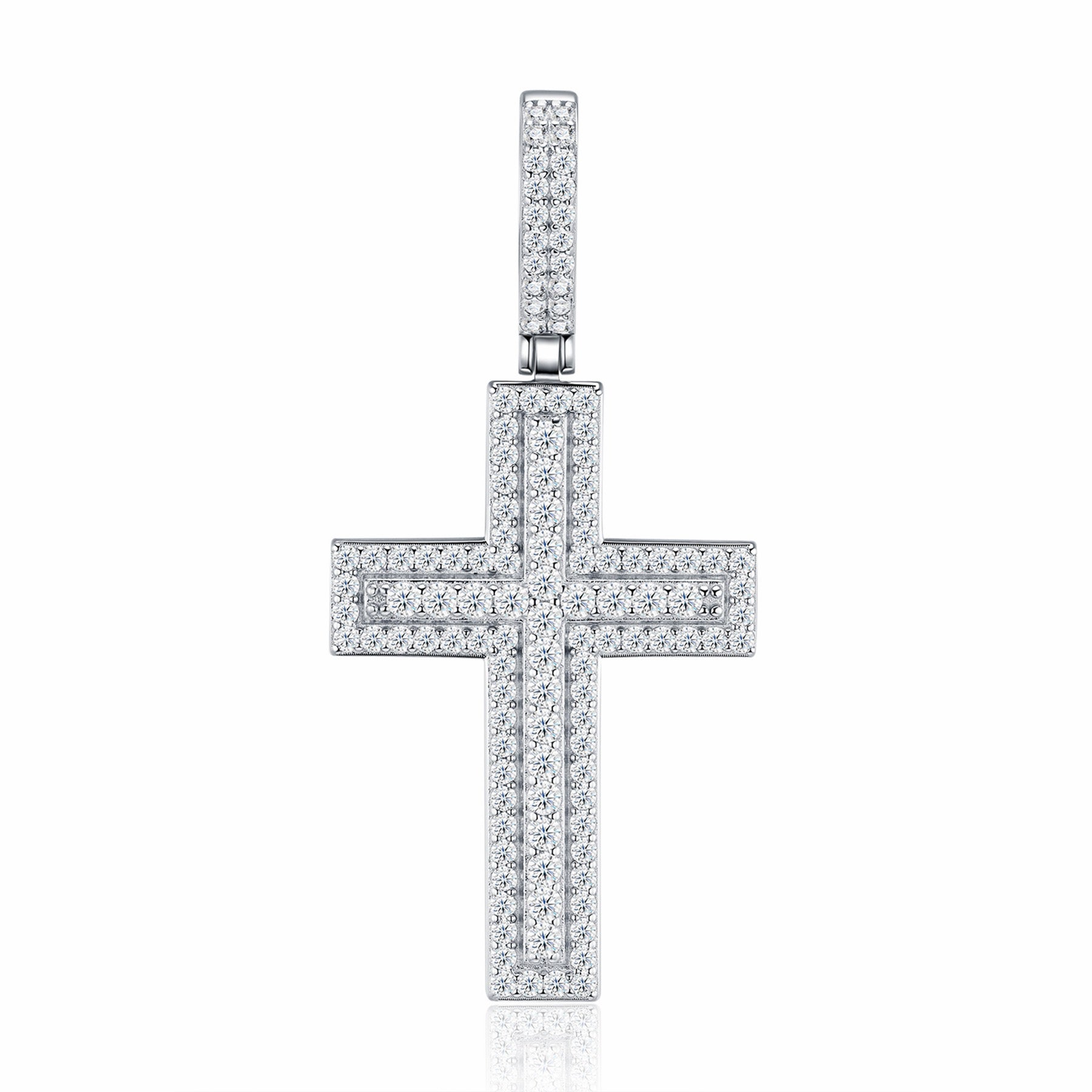 Emmanuel Moissanite Cross Necklace in Sterling Silver
