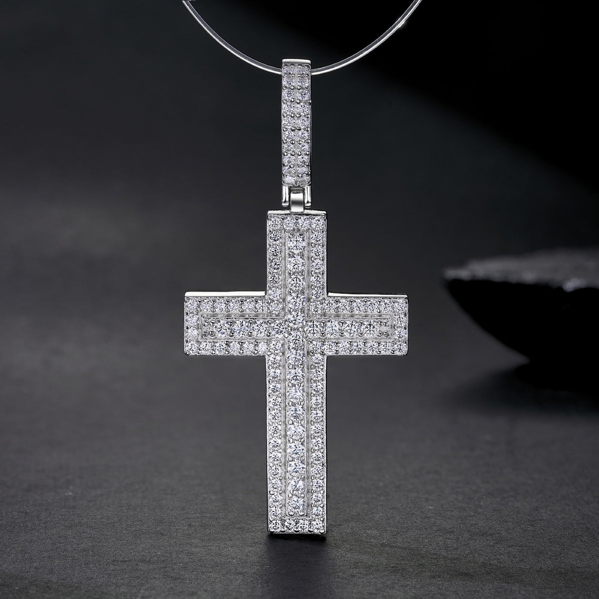 Emmanuel Moissanite Cross Pendant in Sterling Silver