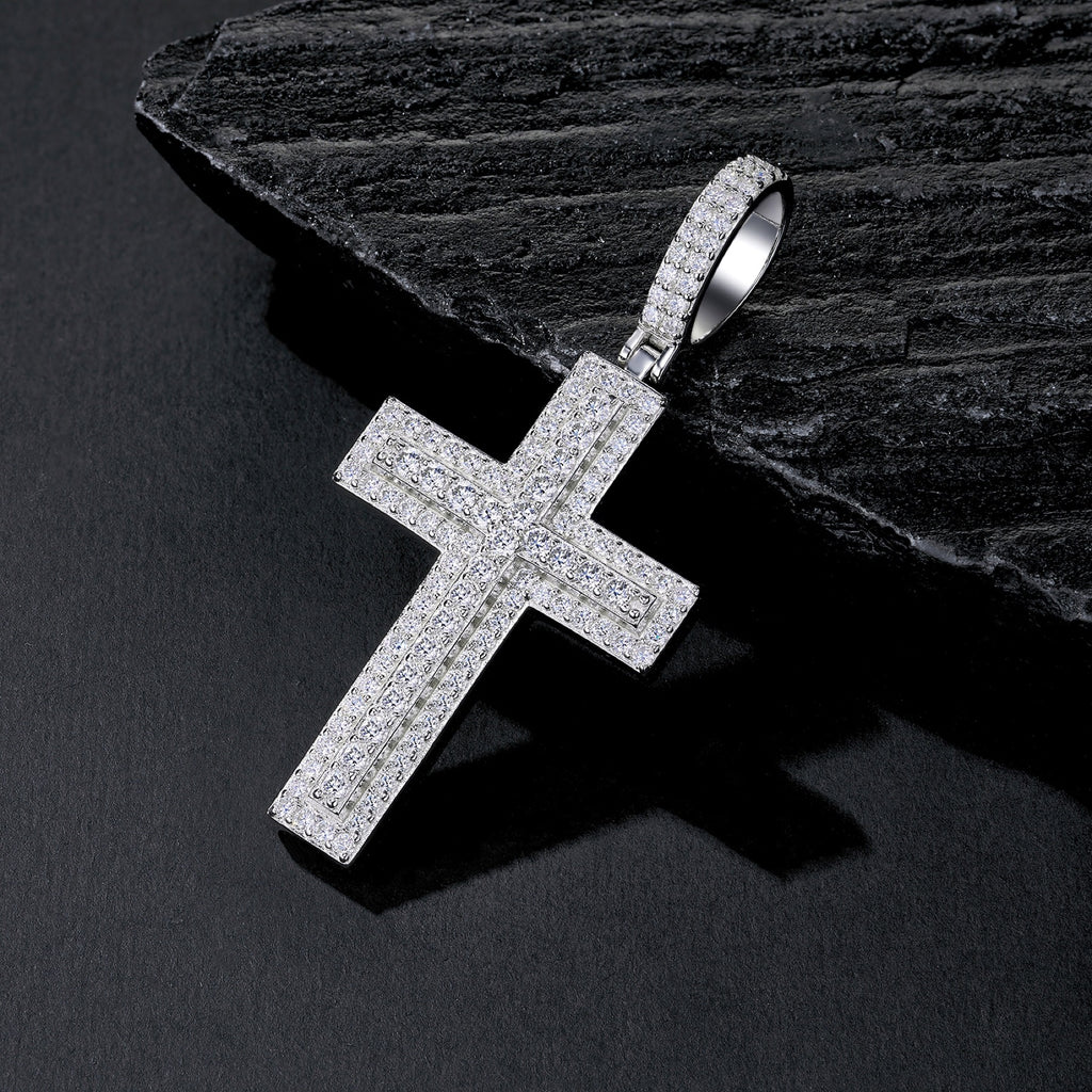 Emmanuel Moissanite Cross Necklace in Sterling Silver