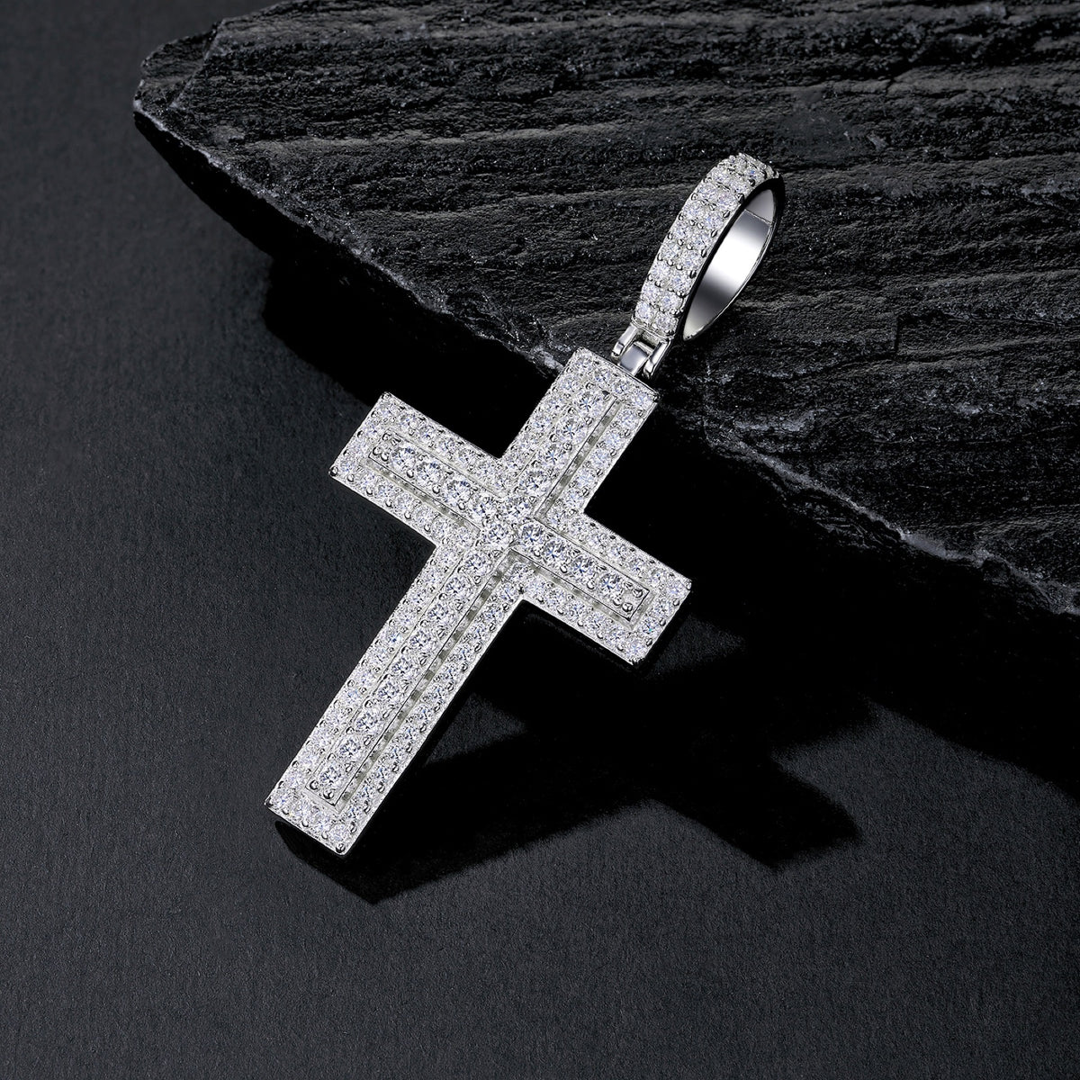 Emmanuel Moissanite Cross Pendant in Sterling Silver