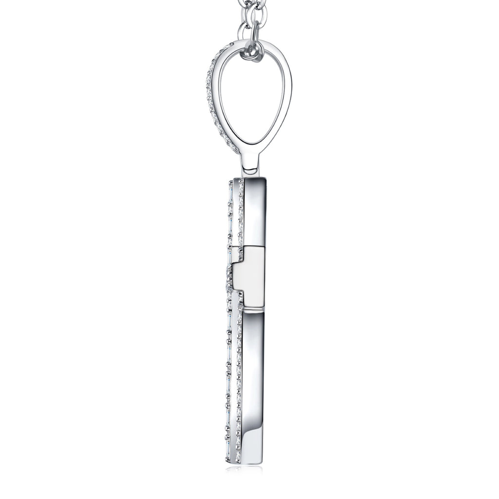 Providence Moissanite Cross Necklace in Sterling Silver