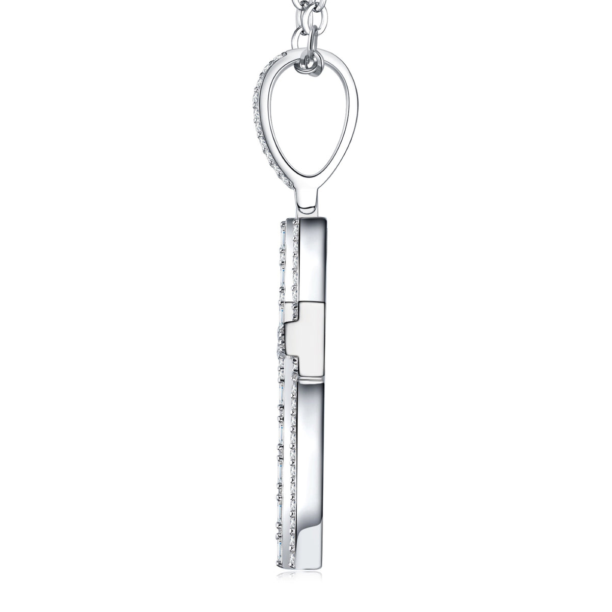 Providence Moissanite Cross Pendant in Sterling Silver