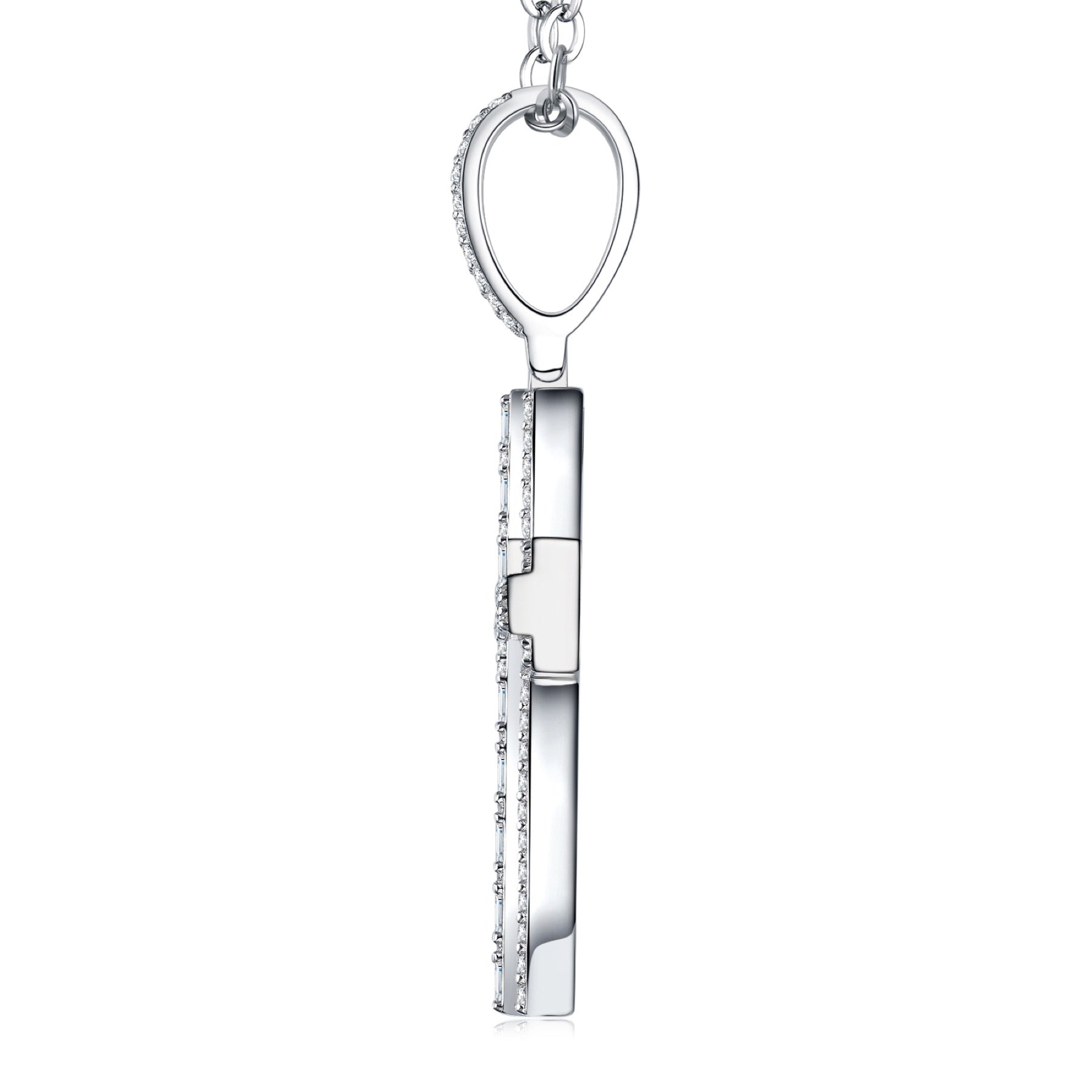 Providence Moissanite Cross Necklace in Sterling Silver